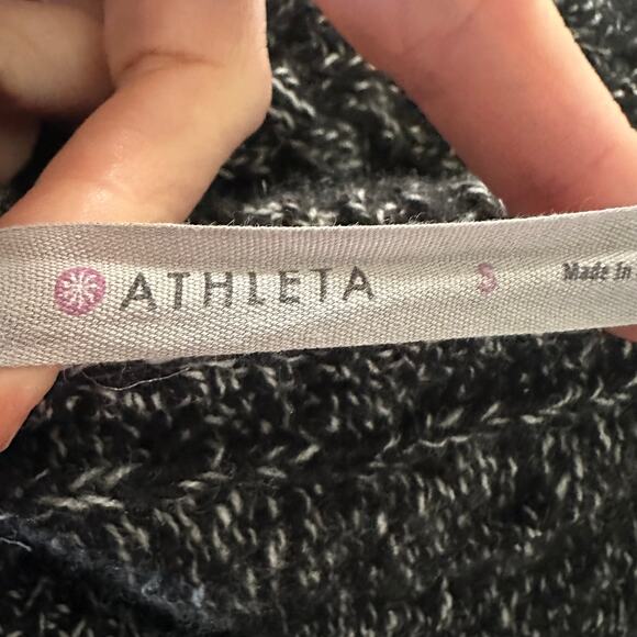 ATHLETA Sweater Womens Small Black Wool Cashmere Pullover V-Neck Side Zips Cozy - Picture 6 of 11